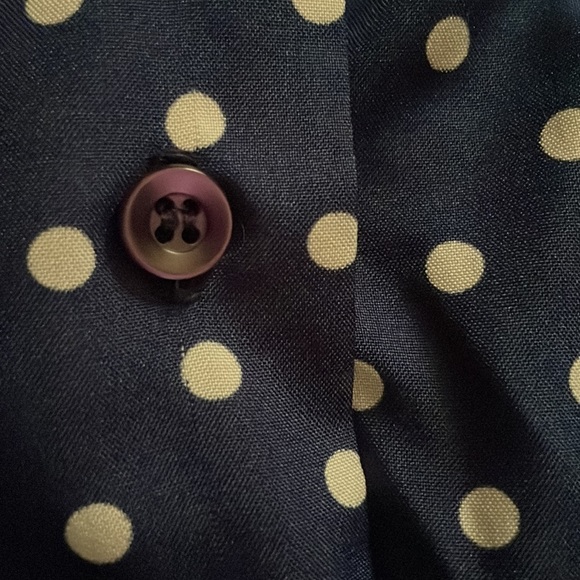 Vintage Sears Navy and white polka dot button down with neck tie - Picture 5 of 7